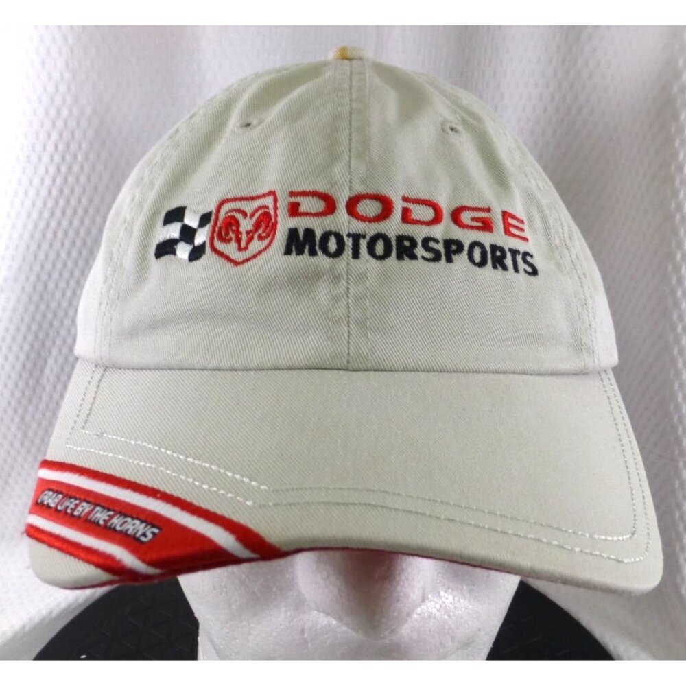 Dodge Motorsports NASCAR Beige Adjustable Hat "Grab Life By The Horns" Embroider